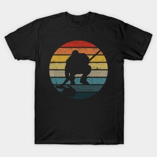 Curling Silhouette On A Distressed Retro Sunset print T-Shirt